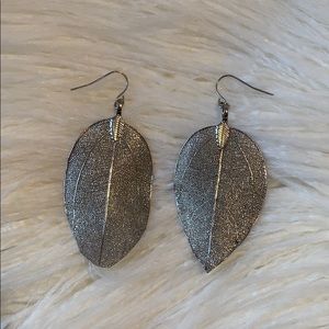 Delicate silver leaf earrings